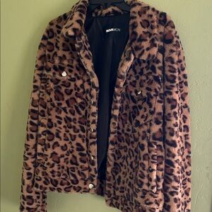 Fashion Nova Brown Leopard Teddy Jacket